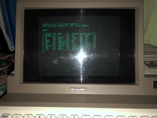 CPM booted using my CBIOS and a 1.44Mb floppy.