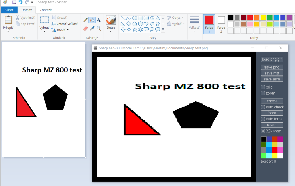 Sharp MZ comparing of simple picture in PAINT.PNG
